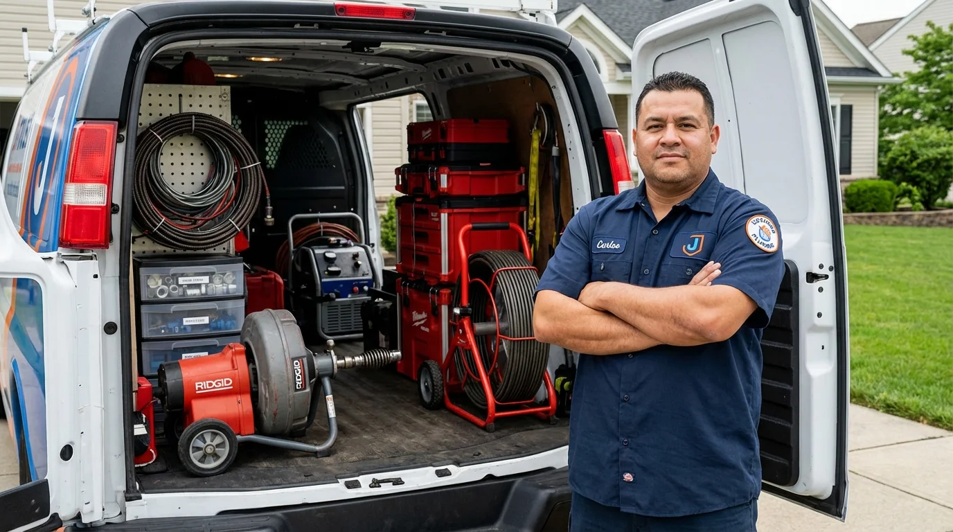Professional drain cleaning equipment and Johns Plumbing LLC plumber in Kingston Springs