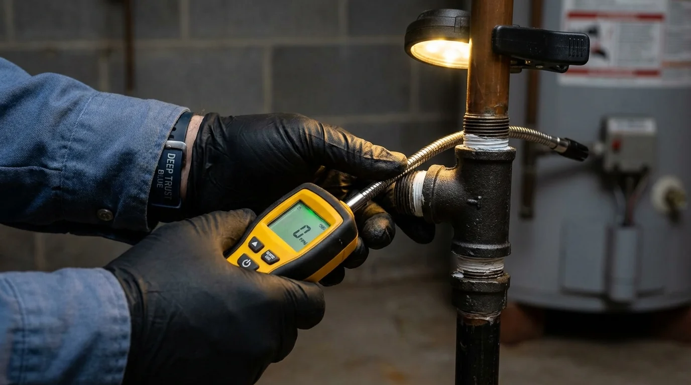 Gas leak detection with electronic sniffer by Johns Plumbing LLC in Kingston Springs