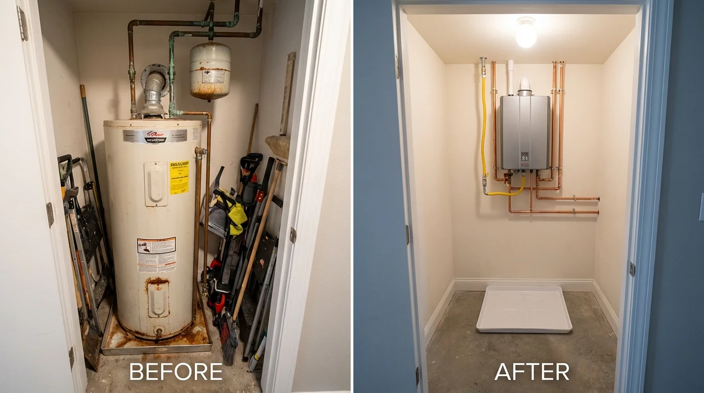Tank water heater versus wall-mounted tankless unit comparison for Kingston Springs, TN homeowners